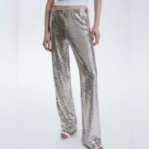 H&M Silver Sequined Pants NWT
